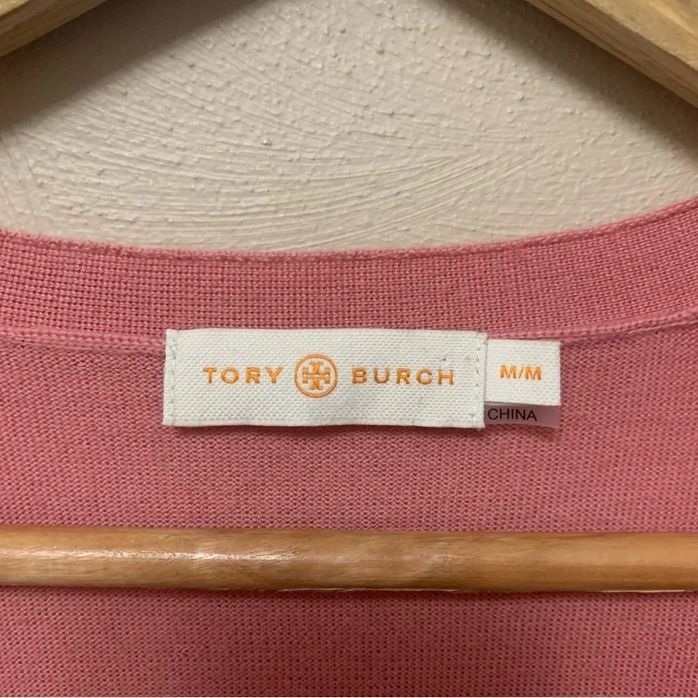 Tory Burch Merino Wool Cardigan Pink Size Medium